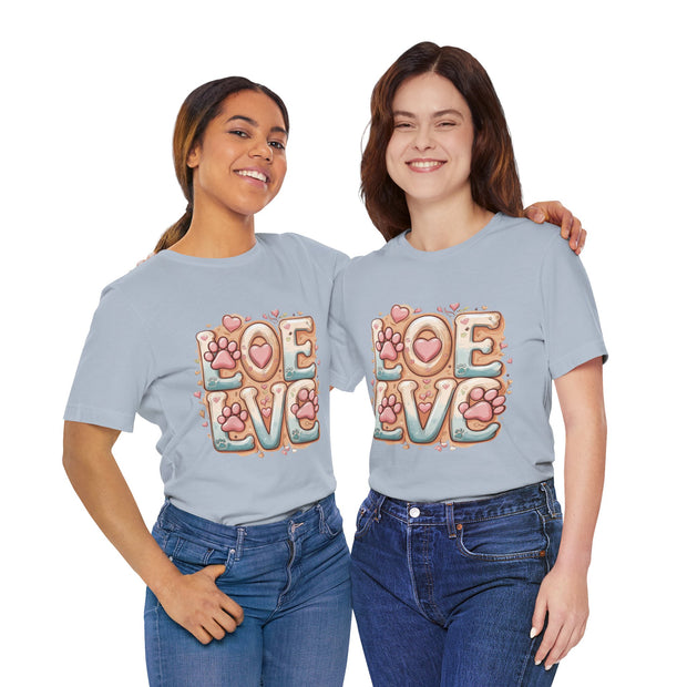 Love Paw Print Short Sleeve Tee for Pet Lovers