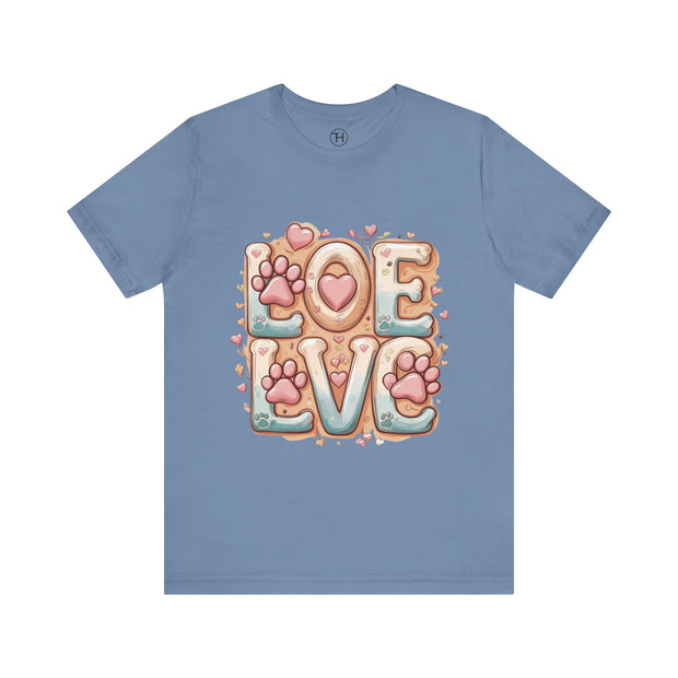 Love Paw Print Short Sleeve Tee for Pet Lovers