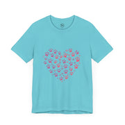 Heart Paw Print Unisex Tee | Dog Lover Gift, Animal Print Shirt, Cute Pet Apparel, Birthday Gift for Pet Owners, Valentine's Day Tee