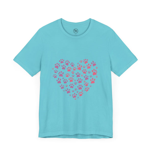 Heart Paw Print Unisex Tee | Dog Lover Gift, Animal Print Shirt, Cute Pet Apparel, Birthday Gift for Pet Owners, Valentine's Day Tee