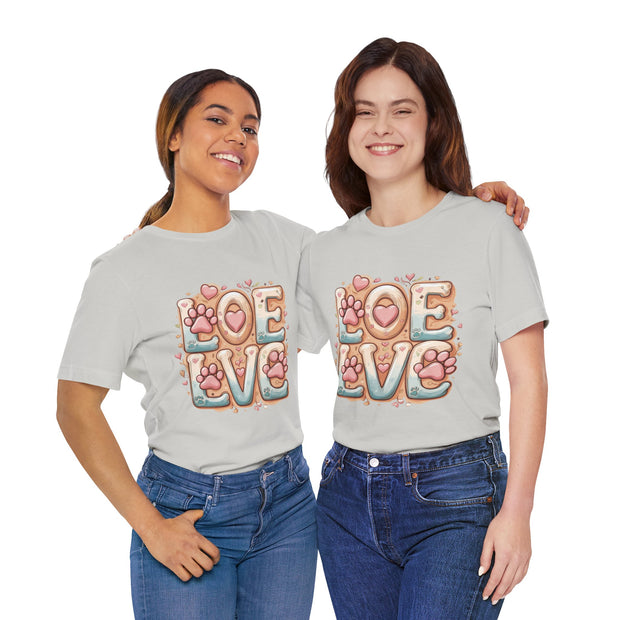 Love Paw Print Short Sleeve Tee for Pet Lovers