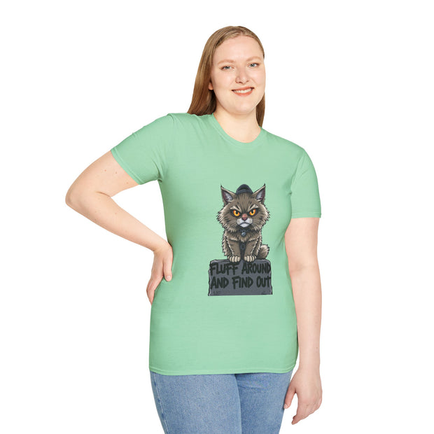 Funny Cat Graphic T-Shirt, Fluff Around and Find Out Tee, Cat Lover Gift, Unisex Humor Shirt, Casual Everyday Wear