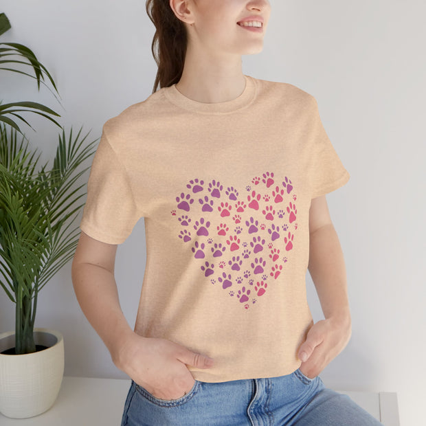Heart Paw Print Unisex Tee | Dog Lover Gift, Animal Print Shirt, Cute Pet Apparel, Birthday Gift for Pet Owners, Valentine's Day Tee