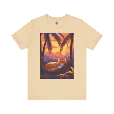 Tropical Cat Tee, Relaxing Shirt, Cat Lover Gift, Summer Vibes Tee, Cute Pet Apparel, Gift for Cat Owners - Hover View