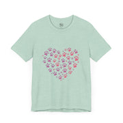 Heart Paw Print Unisex Tee | Dog Lover Gift, Animal Print Shirt, Cute Pet Apparel, Birthday Gift for Pet Owners, Valentine's Day Tee