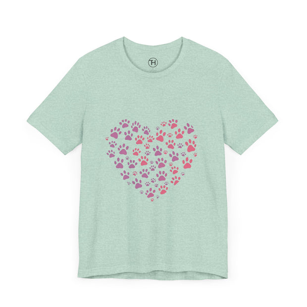 Heart Paw Print Unisex Tee | Dog Lover Gift, Animal Print Shirt, Cute Pet Apparel, Birthday Gift for Pet Owners, Valentine's Day Tee