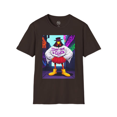 Funny Graphic T-Shirt for Humor Lovers, Unisex Softstyle Tee, Casual Wear, Gift for Friends, I Don't Give a Cluck Shirt - Hover View