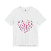 Heart Paw Print Unisex Tee | Dog Lover Gift, Animal Print Shirt, Cute Pet Apparel, Birthday Gift for Pet Owners, Valentine's Day Tee
