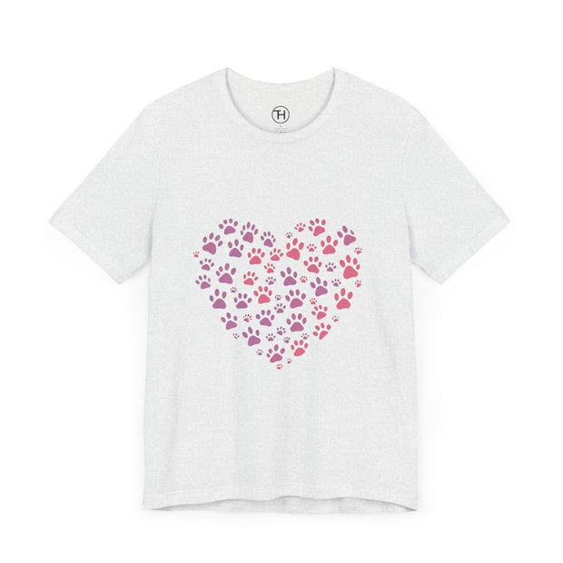 Heart Paw Print Unisex Tee | Dog Lover Gift, Animal Print Shirt, Cute Pet Apparel, Birthday Gift for Pet Owners, Valentine's Day Tee