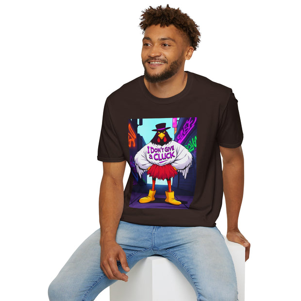 Funny Graphic T-Shirt for Humor Lovers, Unisex Softstyle Tee, Casual Wear, Gift for Friends, I Don't Give a Cluck Shirt