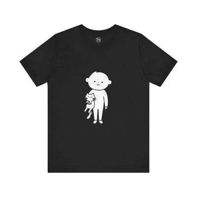 Cute Pet Lover Tee, Cat and Child Design, Gift for Animal Lovers, Casual Wear, Birthday Gift, Fun Graphic Tee - Hover View