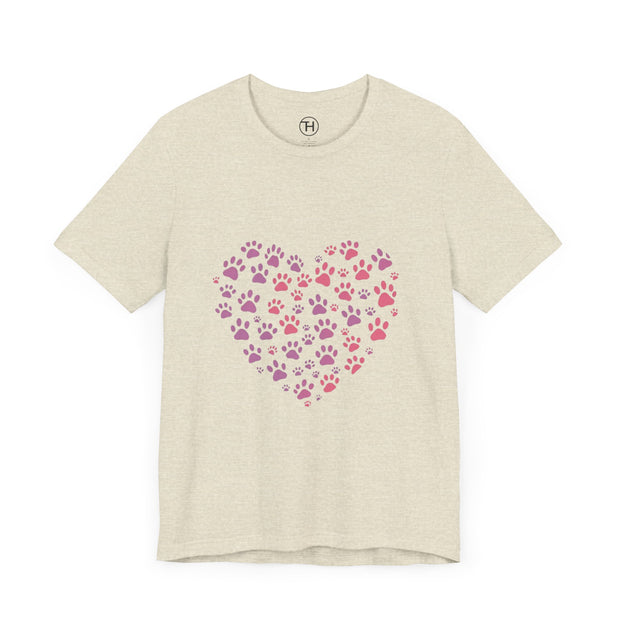 Heart Paw Print Unisex Tee | Dog Lover Gift, Animal Print Shirt, Cute Pet Apparel, Birthday Gift for Pet Owners, Valentine's Day Tee