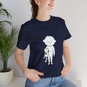 Cute Pet Lover Tee, Cat and Child Design, Gift for Animal Lovers, Casual Wear, Birthday Gift, Fun Graphic Tee