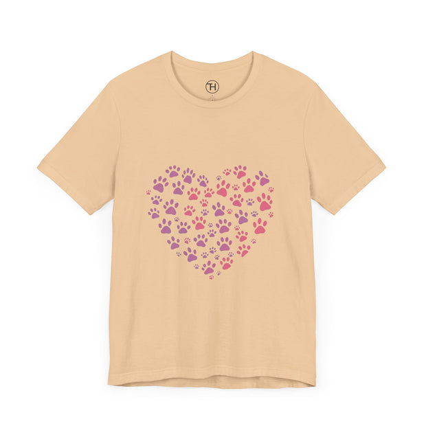 Heart Paw Print Unisex Tee | Dog Lover Gift, Animal Print Shirt, Cute Pet Apparel, Birthday Gift for Pet Owners, Valentine's Day Tee
