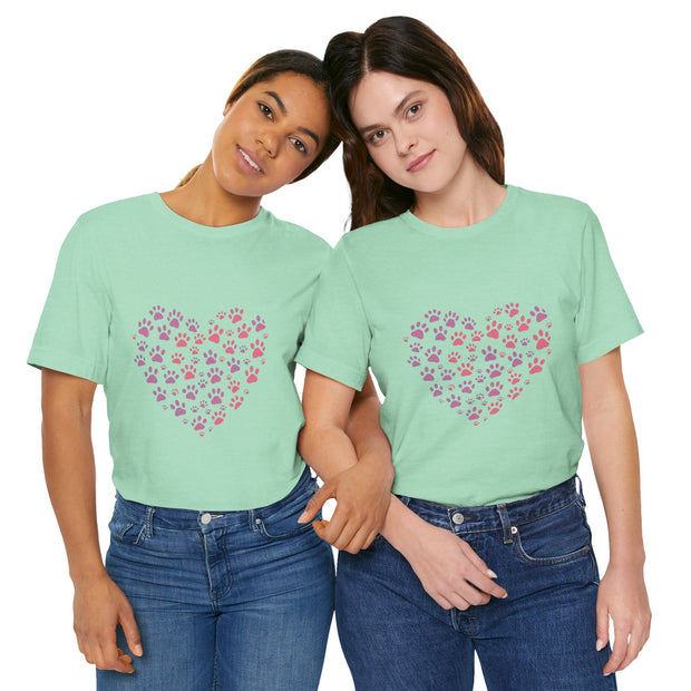 Heart Paw Print Unisex Tee | Dog Lover Gift, Animal Print Shirt, Cute Pet Apparel, Birthday Gift for Pet Owners, Valentine's Day Tee