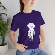 Cute Pet Lover Tee, Cat and Child Design, Gift for Animal Lovers, Casual Wear, Birthday Gift, Fun Graphic Tee