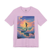 Surfing into the Sunset Tee, Surf Tee, Beach Vibes T-Shirt, Summer Apparel, Gift for Surfers, Adventure Wear