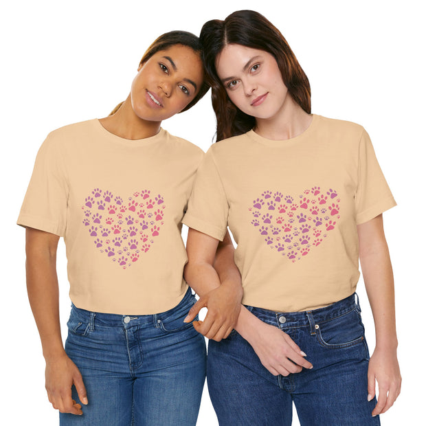 Heart Paw Print Unisex Tee | Dog Lover Gift, Animal Print Shirt, Cute Pet Apparel, Birthday Gift for Pet Owners, Valentine's Day Tee