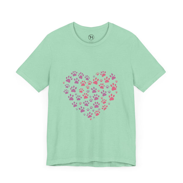 Heart Paw Print Unisex Tee | Dog Lover Gift, Animal Print Shirt, Cute Pet Apparel, Birthday Gift for Pet Owners, Valentine's Day Tee