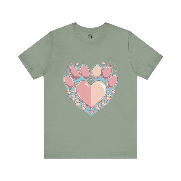 Animal Lover Heart Paw Print Tee