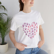 Heart Paw Print Unisex Tee | Dog Lover Gift, Animal Print Shirt, Cute Pet Apparel, Birthday Gift for Pet Owners, Valentine's Day Tee