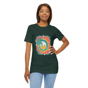 Retro Sunset Palm Tree Tee, Beach Vibes T-Shirt, Casual Summer Shirt, Perfect for Vacations, Gift for Beach Lovers