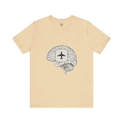 Brain Plane Tee | Travel Lover's Short Sleeve Shirt, Adventure Gift, Airplane Design, Cool Casual Wear - Hover View