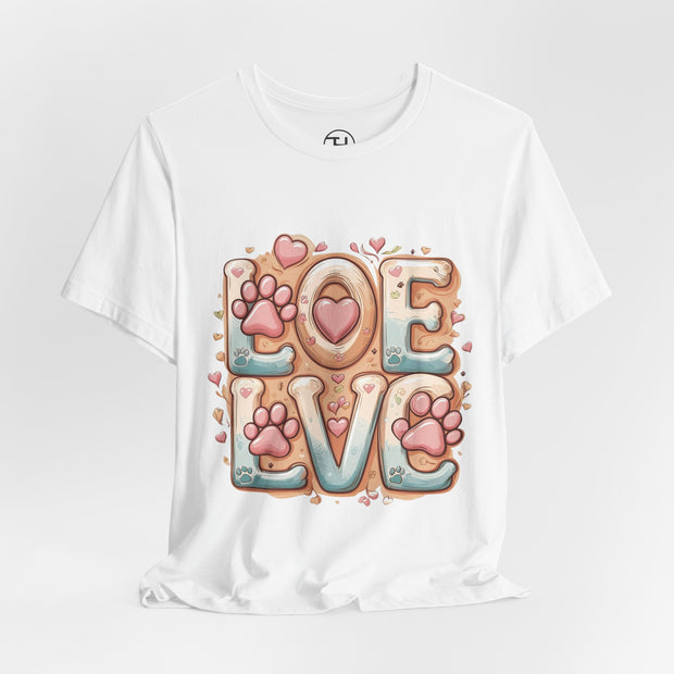 Love Paw Print Short Sleeve Tee for Pet Lovers