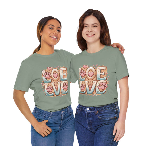 Love Paw Print Short Sleeve Tee for Pet Lovers
