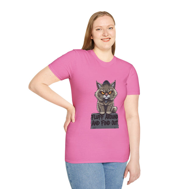 Funny Cat Graphic T-Shirt, Fluff Around and Find Out Tee, Cat Lover Gift, Unisex Humor Shirt, Casual Everyday Wear