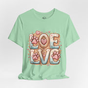 Love Paw Print Short Sleeve Tee for Pet Lovers