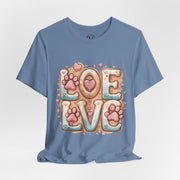 Love Paw Print Short Sleeve Tee for Pet Lovers
