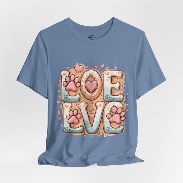 Love Paw Print Short Sleeve Tee for Pet Lovers
