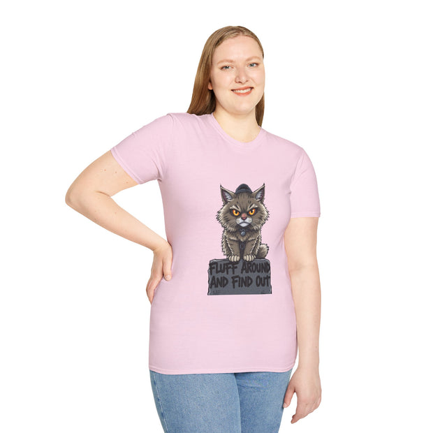 Funny Cat Graphic T-Shirt, Fluff Around and Find Out Tee, Cat Lover Gift, Unisex Humor Shirt, Casual Everyday Wear