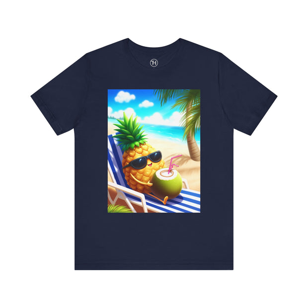 Tropical Drink Tee - Pineapple and Coconut Design, Summer Shirt, Beach Vibes, Vacation Apparel, Gift for Foodies, Unisex Style