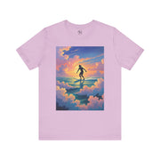 Surfing into the Sunset Tee, Surf Tee, Beach Vibes T-Shirt, Summer Apparel, Gift for Surfers, Adventure Wear