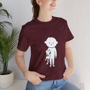 Cute Pet Lover Tee, Cat and Child Design, Gift for Animal Lovers, Casual Wear, Birthday Gift, Fun Graphic Tee