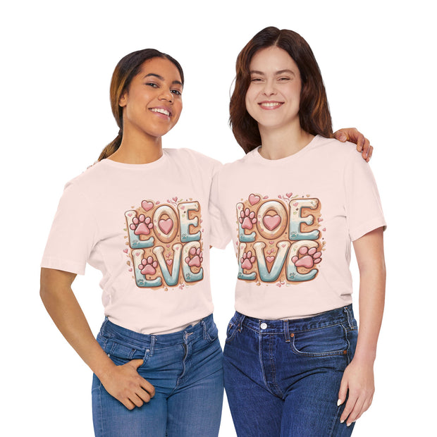 Love Paw Print Short Sleeve Tee for Pet Lovers