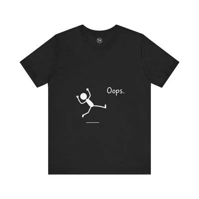 Funny Oops Unisex Jersey Tee, Casual T-Shirt Gift for Humor Lovers, Cute Graphic Tee, Quirky Apparel, Ideal for Birthdays - Hover View