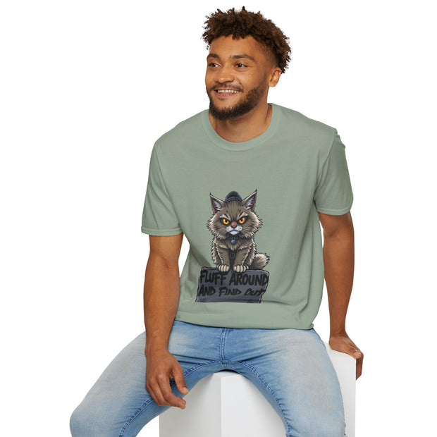 Funny Cat Graphic T-Shirt, Fluff Around and Find Out Tee, Cat Lover Gift, Unisex Humor Shirt, Casual Everyday Wear