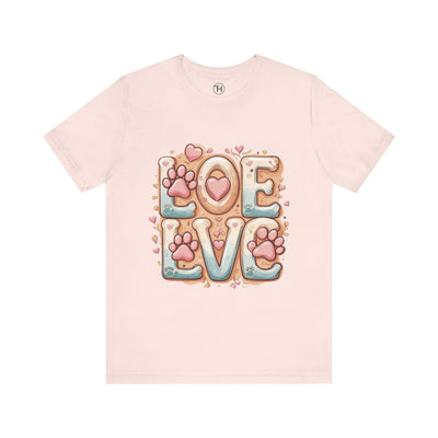 Love Paw Print Short Sleeve Tee for Pet Lovers - Hover View
