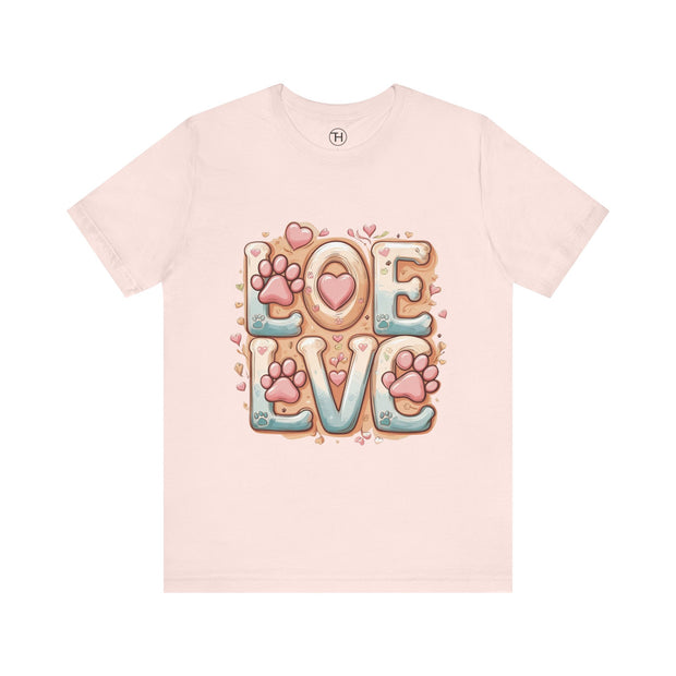 Love Paw Print Short Sleeve Tee for Pet Lovers