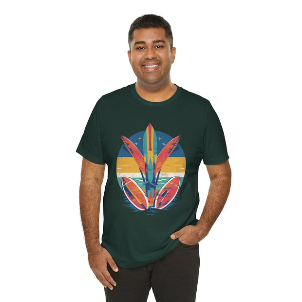 Retro Surfboard Vibe Unisex Jersey Tee | Beach Lover Gift, Summer T-Shirt, Casual Style, Vacation Wear, Surfing Apparel