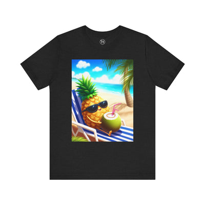 Tropical Drink Tee - Pineapple and Coconut Design, Summer Shirt, Beach Vibes, Vacation Apparel, Gift for Foodies, Unisex Style - Hover View