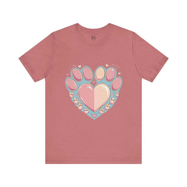 Animal Lover Heart Paw Print Tee