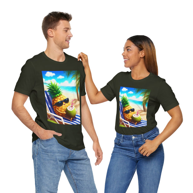 Tropical Drink Tee - Pineapple and Coconut Design, Summer Shirt, Beach Vibes, Vacation Apparel, Gift for Foodies, Unisex Style