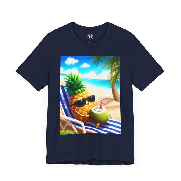 Tropical Drink Tee - Pineapple and Coconut Design, Summer Shirt, Beach Vibes, Vacation Apparel, Gift for Foodies, Unisex Style