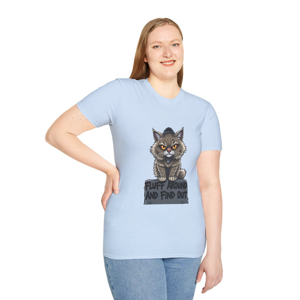 Funny Cat Graphic T-Shirt, Fluff Around and Find Out Tee, Cat Lover Gift, Unisex Humor Shirt, Casual Everyday Wear
