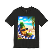 Tropical Drink Tee - Pineapple and Coconut Design, Summer Shirt, Beach Vibes, Vacation Apparel, Gift for Foodies, Unisex Style