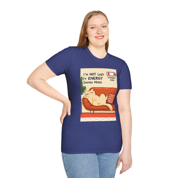 Unisex Cat Lover T-Shirt, Funny Cat Shirt, I'm Not Lazy Tee, Gift for Cat Owners, Quirky Pet Lover Apparel, Relaxed Style Shirt